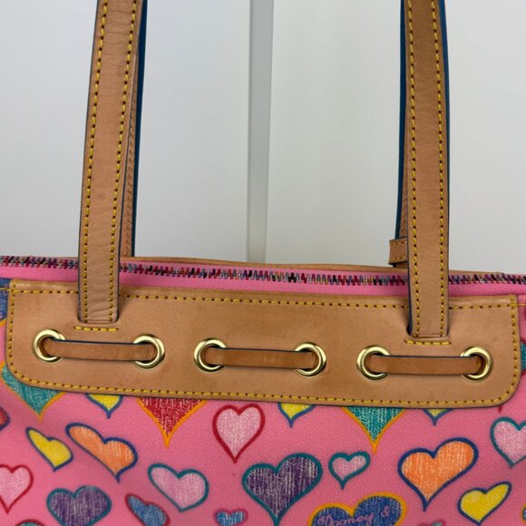 Authentic Dooney & Bourke Tassel Zip Top Heart Print Shoulder Bag. - Picture 13 of 16